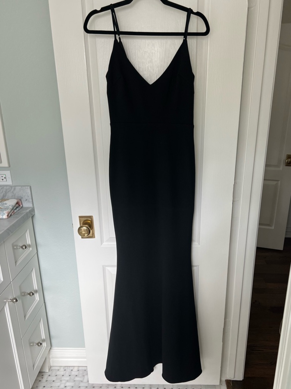 Lulu's Black Spaghetti-Strap Maxi Gown
